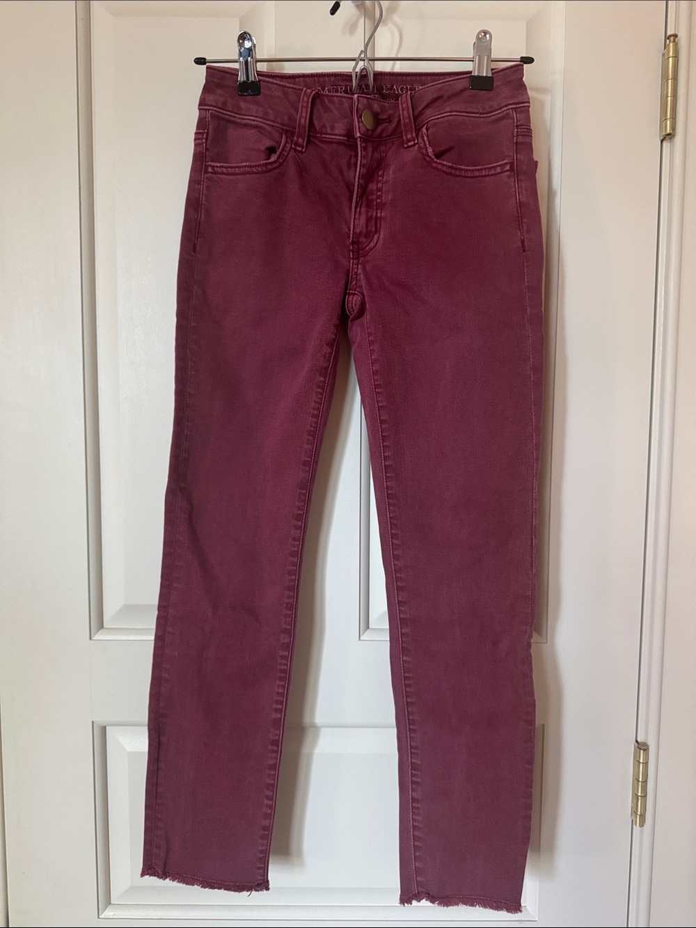 AE Women's Straight Jeans in Deep Berry